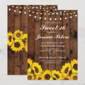 Invitation Sweet 16 Sunflower Wood éclaire l'invitation rusti (Devant / Derrière)