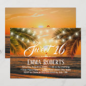 Invitation Sweet 16 Sunset Beach Tropical Lights (Devant / Derrière)