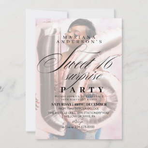 Invitation Sweet 16 Surprise Party Modern 2 Photo Anniversair