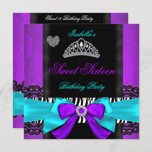 Invitation Sweet 16 Sweet sixteen de fête violet Turquoise Zè