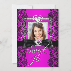 Invitation Sweet 16 Sweet sixteen rose noir dentelle photo