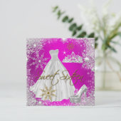 Invitation Sweet 16 Sweets sixteens Hot rose Blanc Or (Debout devant)