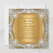 Invitation Sweet 16 Tiara Gold Silver Diamond fête d'annivers (Dos)