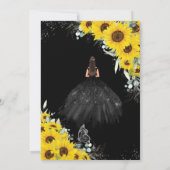 Invitation Sweet 16 Tournesol Floral Robe Noire Argent (Dos)