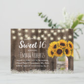 Invitation Sweet 16 Tournesol Rustique Floral Jar Barn Bois (Debout devant)