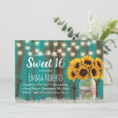 Invitation Sweet 16 Tournesol rustique Jar Grange Turquoise B (Debout devant)
