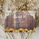 Invitation Sweet 16 Tournesols rustiques et lumières à cordes<br><div class="desc">Tournesols rustiques & Lights Sweet 16 Invitations.</div>