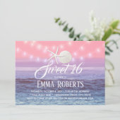Invitation Sweet 16 Tropical Beach Starfish & Sand Dollar (Debout devant)