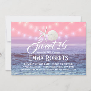 Invitation Sweet 16 Tropical Beach Starfish & Sand Dollar