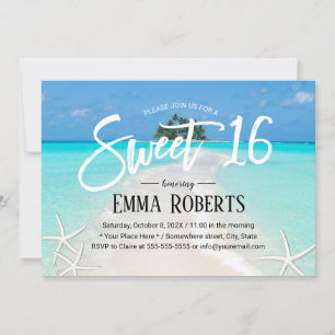 Invitation Sweet 16 Tropical Island Summer Starfish Beach