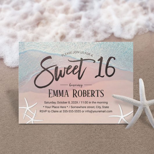 Invitation Sweet 16 Tropical Summer Beach fête d'anniversaire