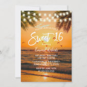 Invitation Sweet 16 Tropical Sunset Palm Beach (Devant)