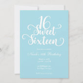 Invitation Sweet 16 Turquoise & Blanc Chic fête d'anniversair (Devant)