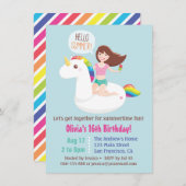 Invitation Sweet 16 Unicorn Pool Float été fête d'anniversair (Devant / Derrière)