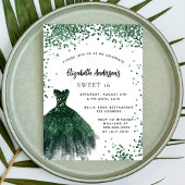 Invitation Sweet 16 vert émeraude robe parties scintillant lu