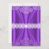 Invitation Sweet 16 Violet Dentelle argentée Damas Tiara (Dos)