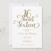 Invitation Sweet 16 White & Gold Parties scintillant fête d'a (Devant)