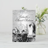 Invitation Sweet 16 Winter Sparkle Snowflake Silve (Debout devant)