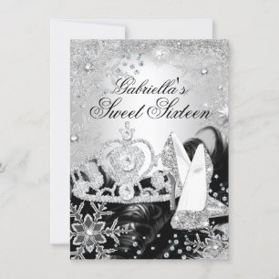 Invitation Sweet 16 Winter Sparkle Snowflake Silve