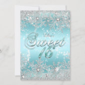 Invitation Sweet 16 Winter Wonderland Blue Turquoise Snowflak (Devant)