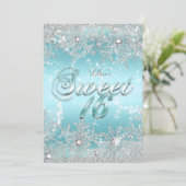 Invitation Sweet 16 Winter Wonderland Blue Turquoise Snowflak (Debout devant)