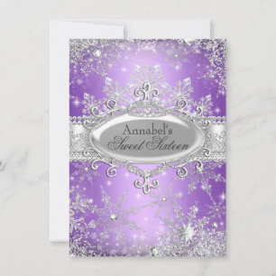 Invitation Sweet 16 Winter Wonderland Purple Princ