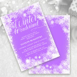 Invitation Sweet 16 Winter Wonderland Snowflake<br><div class="desc">Elégante invitation hivernale Sweet 16 anniversaire présente de belles calligraphies entourées d'un flocon de neige luxuriant et d'une bordure de neige. Les flocons de neige éclatent contre l'arrière - plan mauve assez mou. Vous pouvez modifier la couleur arrière - plan en n'importe quelle couleur. Winter Wonderland ne peut pas être...</div>