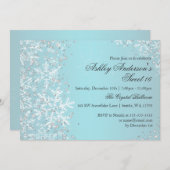 Invitation Sweet 16 Winter Wonderland Sparkle Snowflakes (Devant / Derrière)