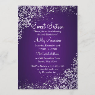 Invitation Sweet 16 Winter Wonderland Sparkle Snowflakes