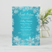 Invitation Sweet 16 Winter Wonderland Sparkle Snowflakes (Debout devant)