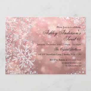 Invitation Sweet 16 Winter Wonderland Sparkle Snowflakes