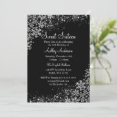 Invitation Sweet 16 Winter Wonderland Sparkle Snowflakes (Debout devant)