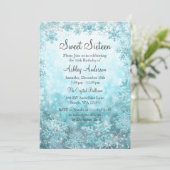 Invitation Sweet 16 Winter Wonderland Sparkle Snowflakes (Debout devant)