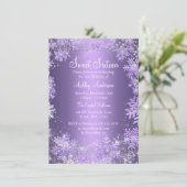 Invitation Sweet 16 Winter Wonderland Sparkle Snowflakes (Debout devant)