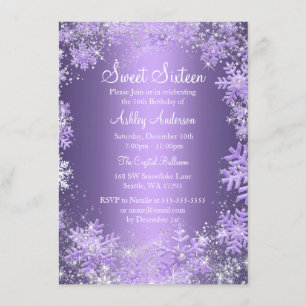 Invitation Sweet 16 Winter Wonderland Sparkle Snowflakes