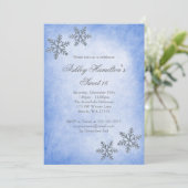 Invitation Sweet 16 Winter Wonderland Sparkle Snowflakes Blue (Debout devant)