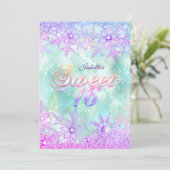 Invitation Sweet 16 Winter Wonderland Turquoise Bleu violet r (Debout devant)