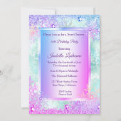 Invitation Sweet 16 Winter Wonderland Turquoise Bleu violet r (Dos)