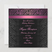 Invitation Sweet 16 Zebra Imprimer rose Anniversaire Invitati (Dos)