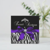 Invitation Sweet 16 Zèbre violet noir Diamants image (Debout devant)