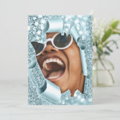 Invitation Sweet 16e 15e Fête des mariées 3D Bleu Graduate (Debout devant)