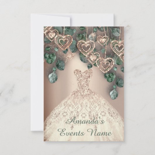 Invitation Sweet 16e anniversaire BRIDAL robe ROSE Gold Mint (Dos)
