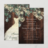 Invitation Sweet 16e anniversaire BRIDAL Rustic Gold Hearts C (Devant / Derrière)