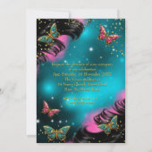 Invitation Sweet 16e anniversaire fête papillons rose Turquoi (Dos)