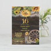 Invitation Sweet 16e anniversaire Grange Bois Sunflowers Dent (Debout devant)