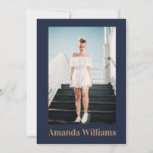 Invitation Sweet 16e anniversaire Photo Blue and Gold Luxury (Dos)