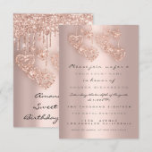 Invitation Sweet 16e anniversaire Rose Parties scintillant Dr (Devant / Derrière)