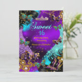 Invitation Sweet 16e anniversaire Turquoise Purple Gold Butte (Debout devant)
