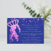 Invitation Sweet 16e Couronne Princesse Confetti Royal Blue R (Debout devant)