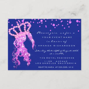 Invitation Sweet 16e Couronne Princesse Confetti Royal Blue R